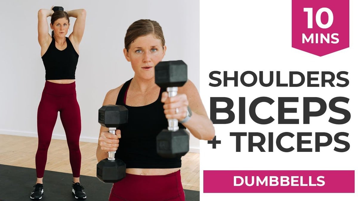 15 Min ARMS AND SHOULDERS Workout with DUMBBELLS 
