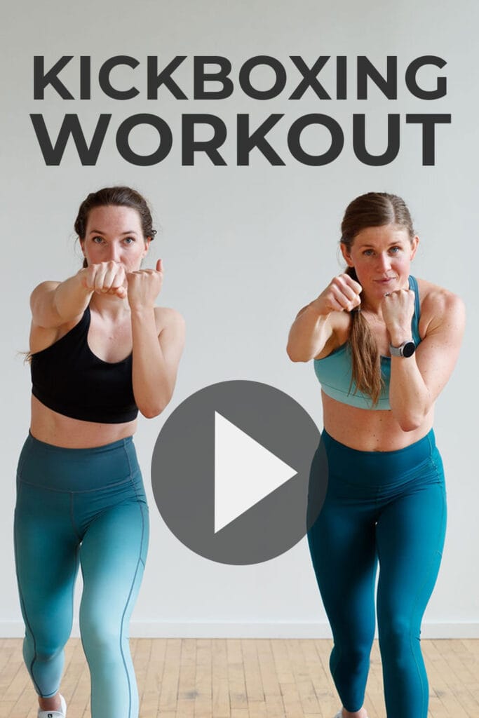 Cardio Kickboxing Workout Class At Home (No Equipment) pin for pinterest