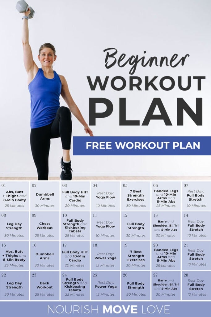 30 Day Beginner Workout Plan W Youtube Videos Nourish Move Love