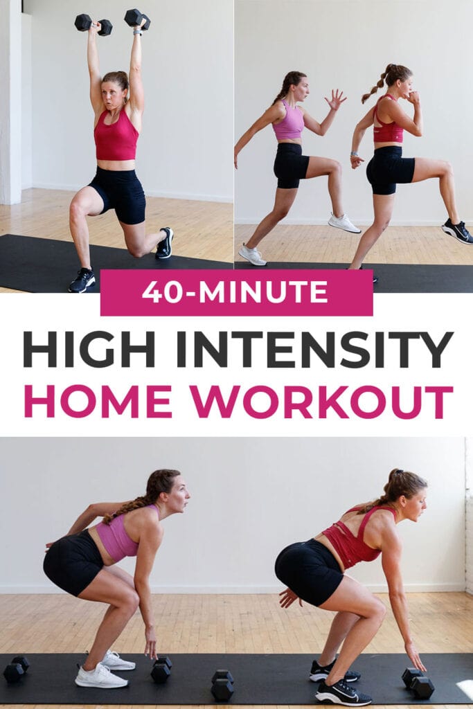 40-Minute High Intensity Workout At Home pin for pinterest