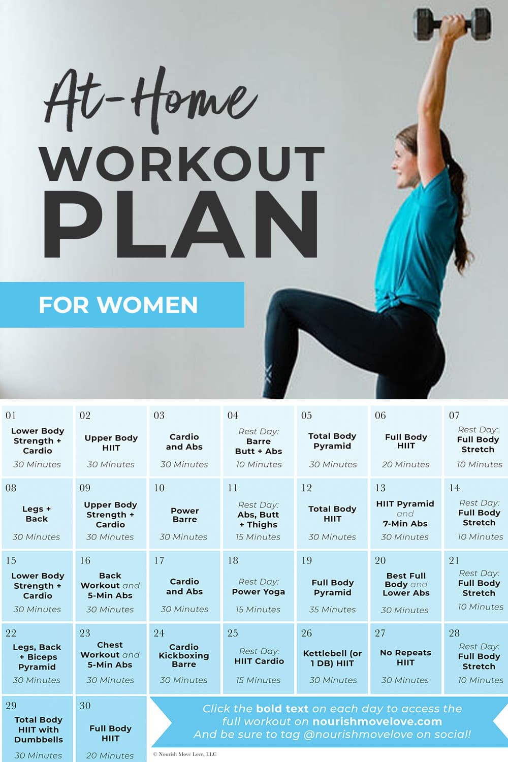 Free 30-Day Home Workout Plan (PDF + Videos) | Nourish Move Love