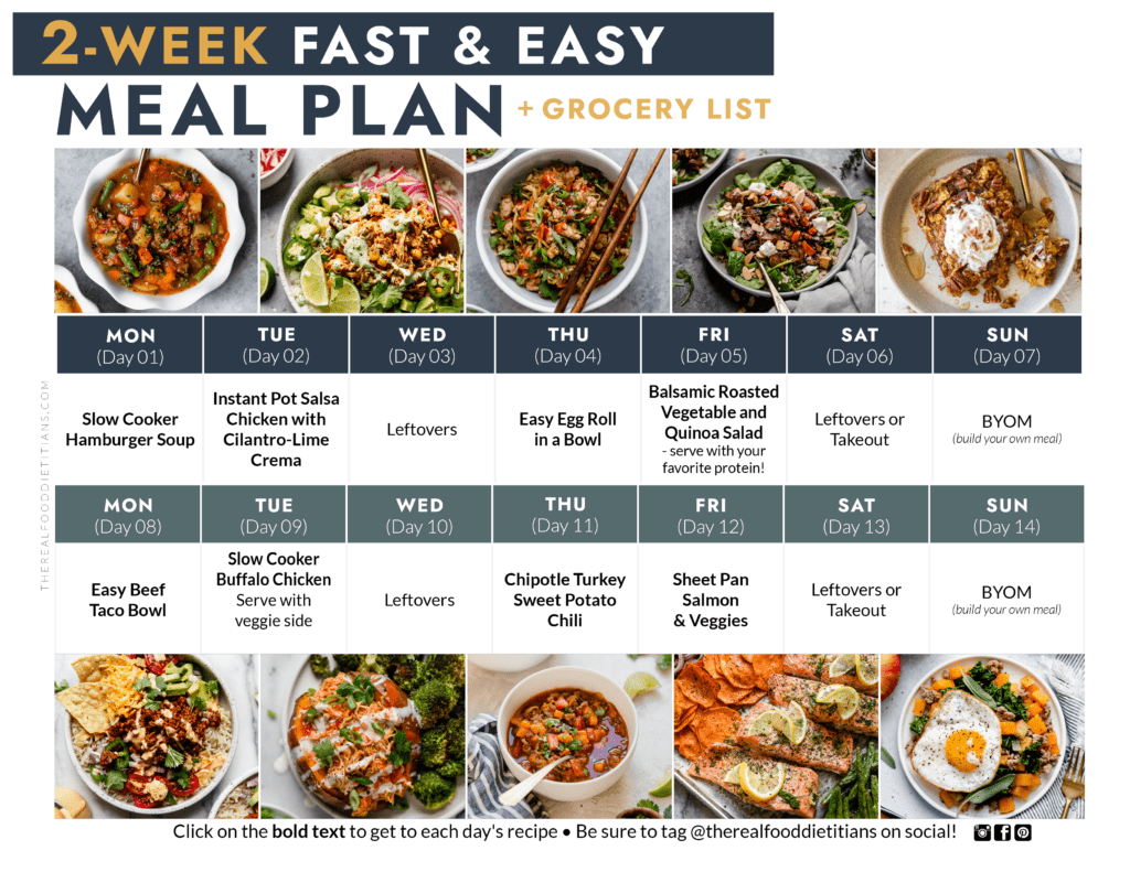 FREE, 2-Week Fast and Easy Meal Plan