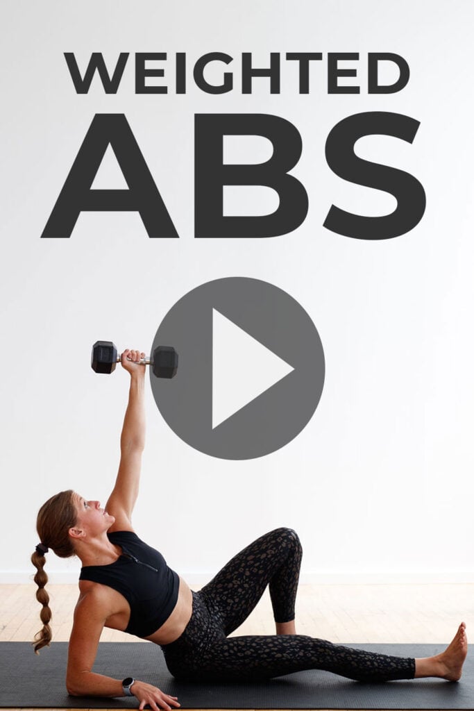 5 BEST Weighted Abs Exercises at home pin for pinterest