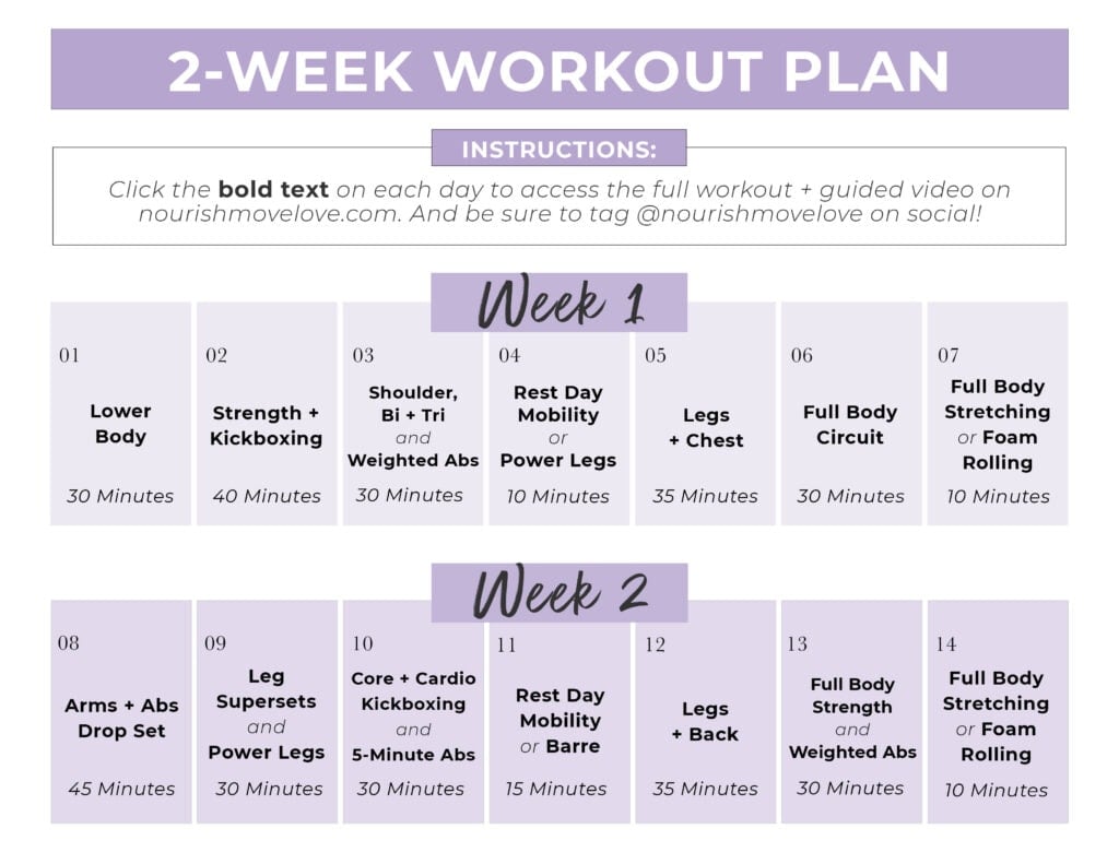 Full Body Workout Plan PDF Calendar To Download