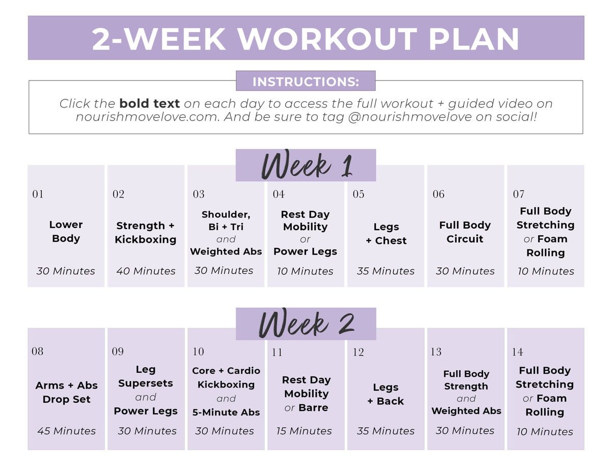 FREE Full Body Workout Plan PDF (2-Week Plan) | Nourish Move Love