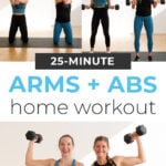 Pin for Pinterest of arms and abs superset workout at home