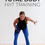 Pin for Pinterest of total body HIIT workout