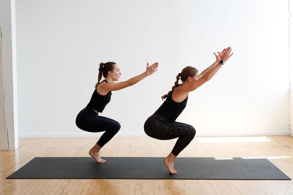 Two women performing Chair Pose | Bodyweight Yoga for Athletes