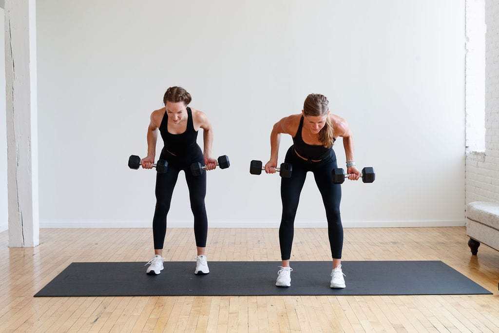 chest and back workout | two women performing a reverse grip back row