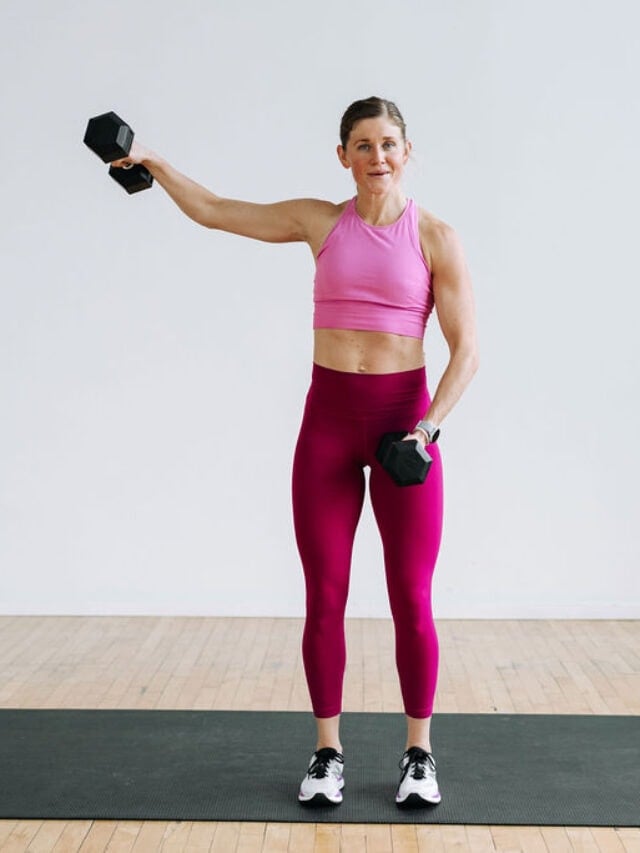 Dumbbell shoulder pull clearance