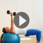 Pin for Pinterest of woman performing chest and arm exercises