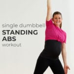Pin for Pinterest of woman performing standing ab exercises