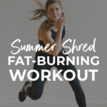 Pin for Pinterest of woman performing a HIIT cardio workout at home