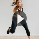 Pin for Pinterest of woman performing a HIIT cardio workout at home