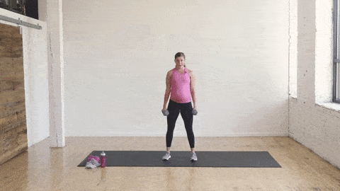 pregnant woman performing a 1.5 squat