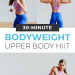 Pin for Pinterest of bodyweight HIIT arm workout