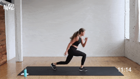 woman performing a double lunge jump