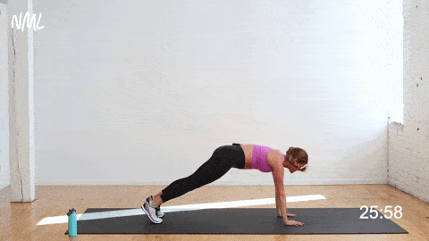 woman performing eight mountain climbers and one burpee