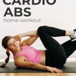 Pin for Pinterest of cardio and core workout at home