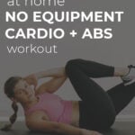 Pin for Pinterest of cardio and core workout at home