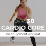 Cardio and Core Workout At Home pin for pinterest