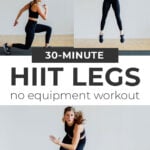 Pin for Pinterest of bodyweight HIIT leg workout