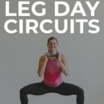 Pin for Pinterest of woman performing leg day exercises