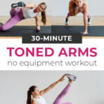 Pin for Pinterest of no equipment arm workout