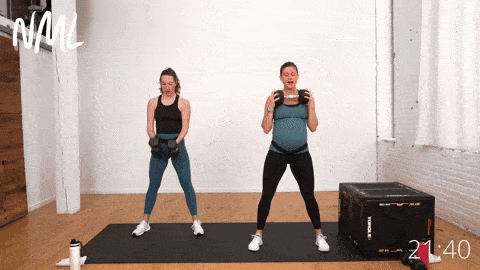 squat clean and overhead shoulder press | safe exercises during pregnancy