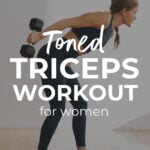 Pin for Pinterest of woman performing the best tricep exercises