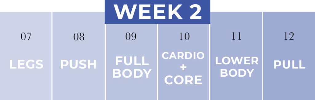 2 week workout plan with youtube workouts WEEK 2 calendar graphic