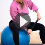 Pin for Pinterest of woman performing exercises for pelvic pain during pregnancy