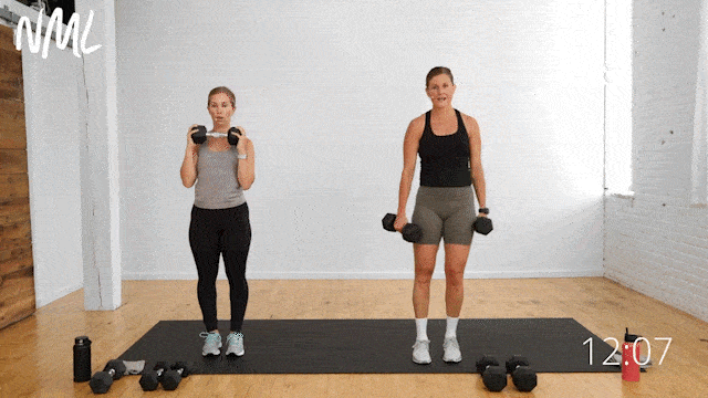 two women performing a reverse lunge and lateral lunge combination move