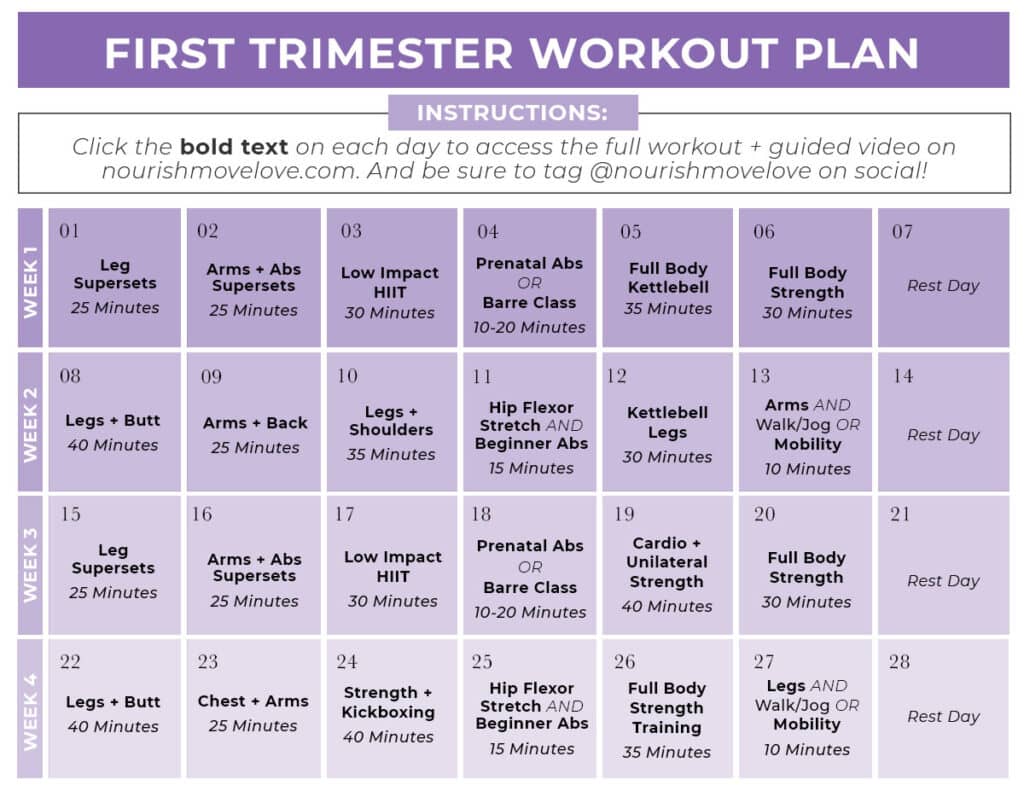 First Trimester Workout Plan Free Pdf