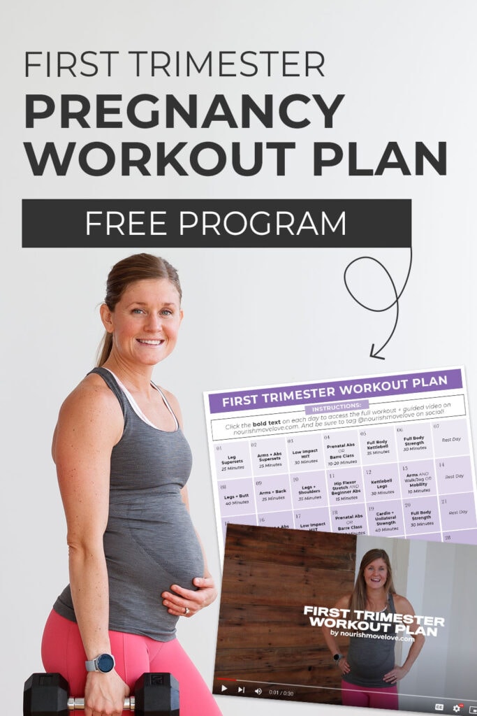 Pin for pinterest: early pregnancy workout program graphic