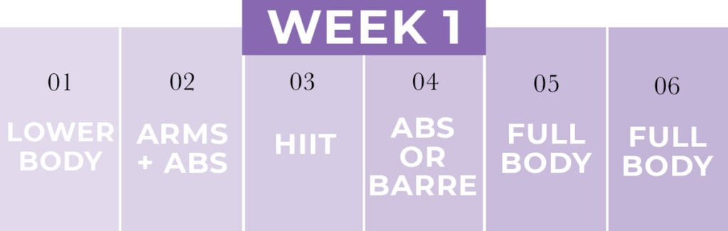 Week One of NML's first trimester workout plan