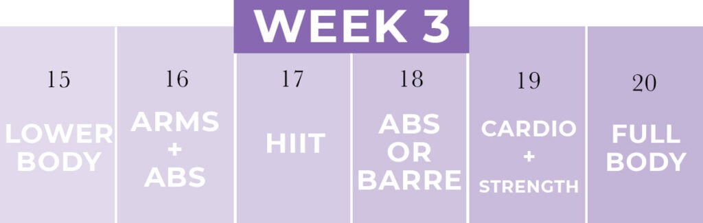 Week THREE of NML's first trimester workout plan