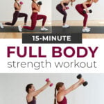 Pin for Pinterest of 15 minute full body strength workout