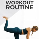 Pin for Pinterest of woman performing butt lifting exercises in a booty workout