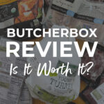 Pin for pinterest with text overlay describing butcherbox review post