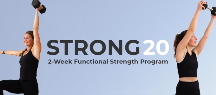 Two women posting for strong in 20 functional strength program