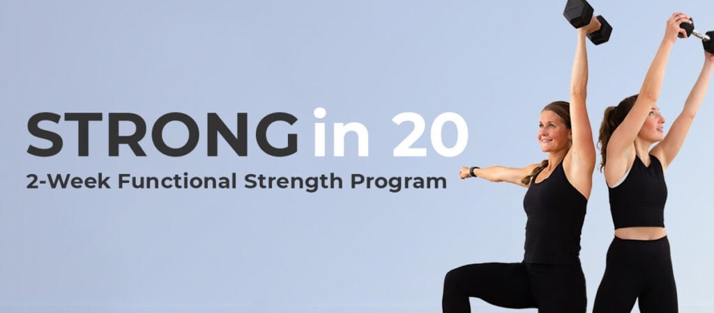 Two women posting for strong in 20 functional strength program