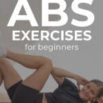 Pin for Pinterest of best ab workout for women - woman performing bicycle crunches