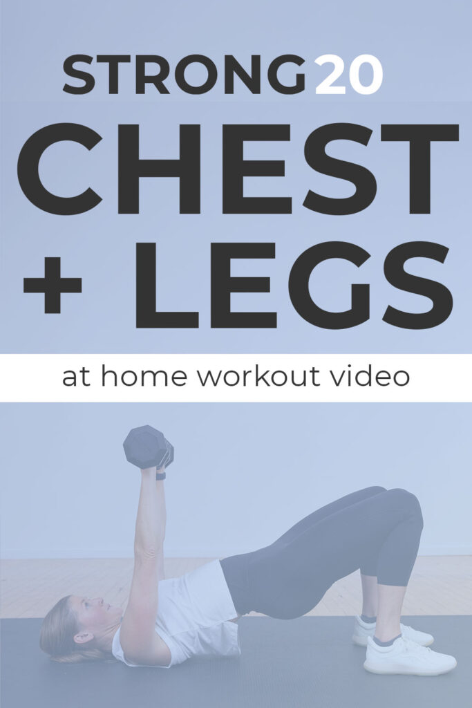 pin for pinterest - chest and leg workout with text overlay
