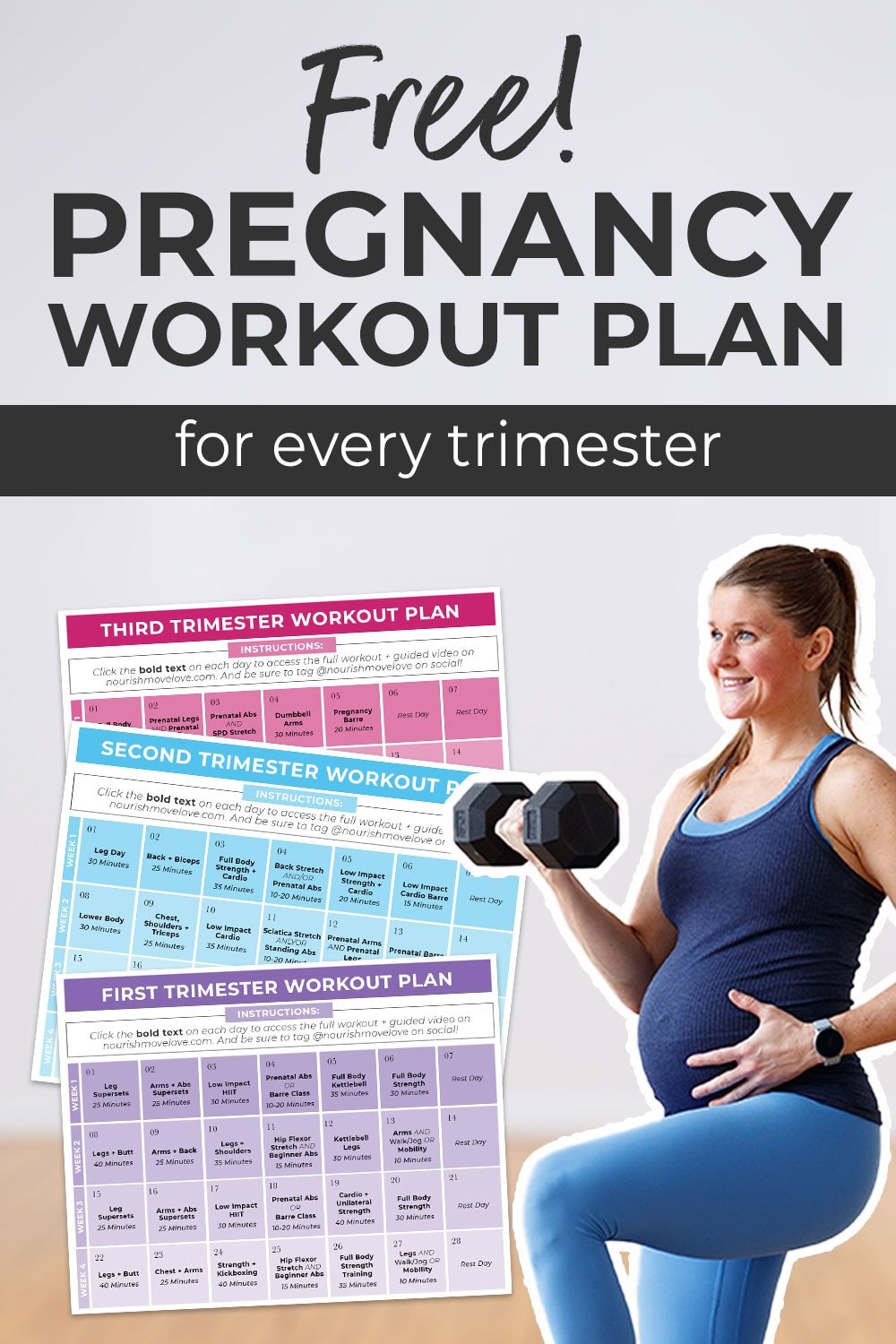 Free Pregnancy Workout Plan By Trimester Nourish Move Love