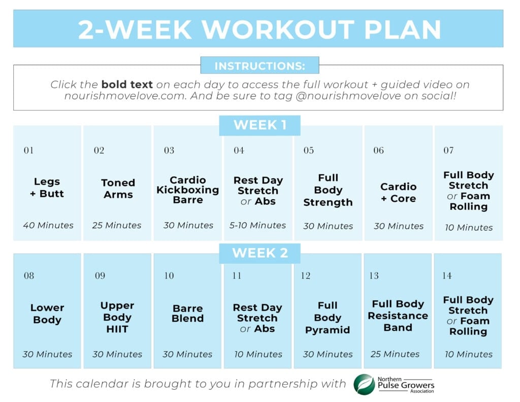 14 day workout challenge | calendar PDF