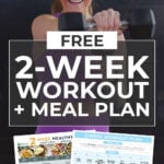 2 Week Challenge - workout plan and healthy meal plan pin image for pinterest