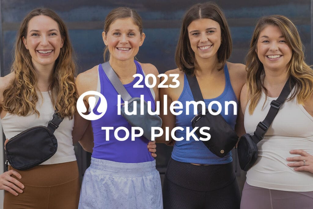 four women wearing lululemon best sellers of 2023