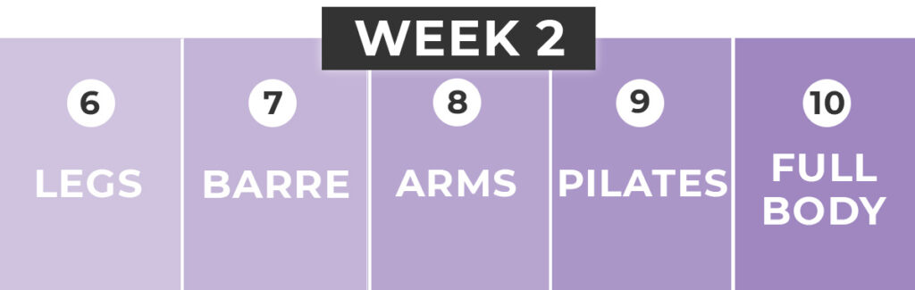 328 barre pilates method | week 2 calendar graphic