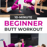 Pin for Pinterest of women performing beginner glute exercises